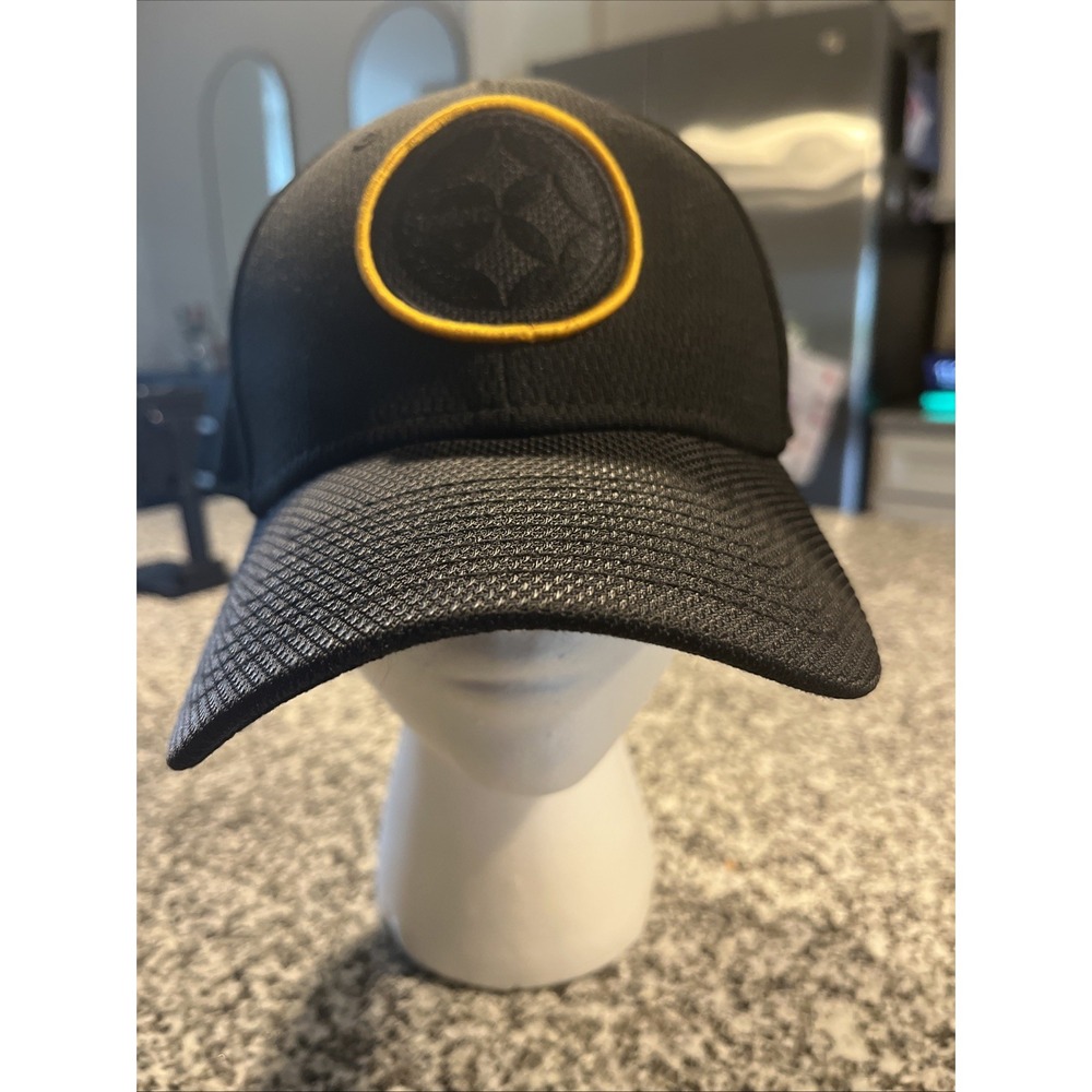 New Era 39THIRTY Pittsburgh Steelers Hat Mens M/L Black Yellow NFL Stretch Fit
